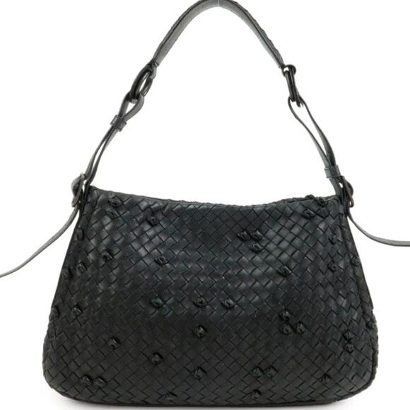 💎✨Beautiful✨💎Authentic BOTTEGA VENETA Intrecciato Shoulder Bag Black - Picture 1 of 15